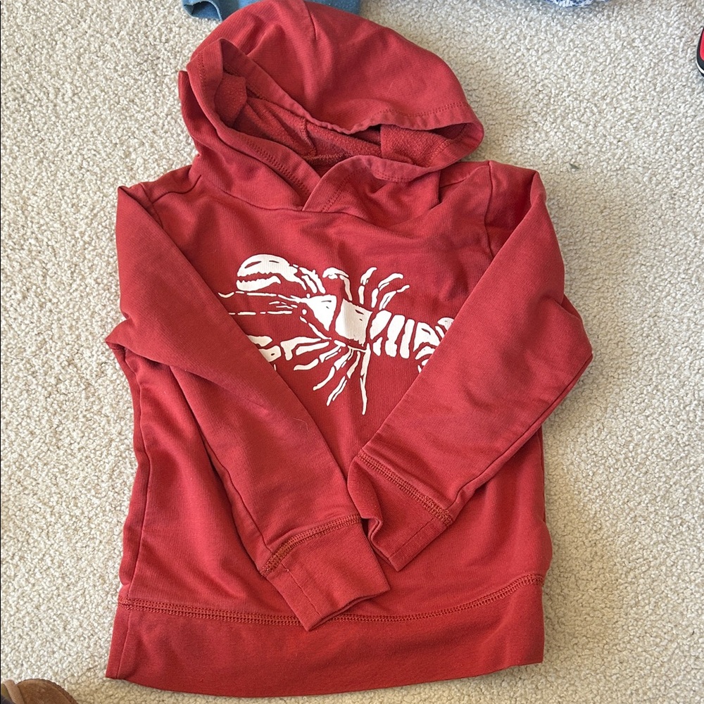 Crewcuts Red Hoodie with White Lobster Graphic